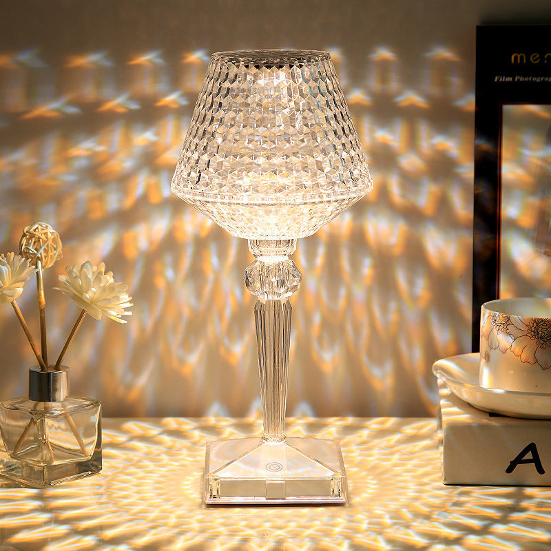 Dimmable Crystal Table Lamp with USB Charging