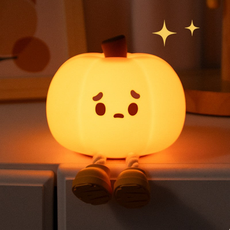 Silicone Pumpkin Tap Light with Adjustable Warm Glow