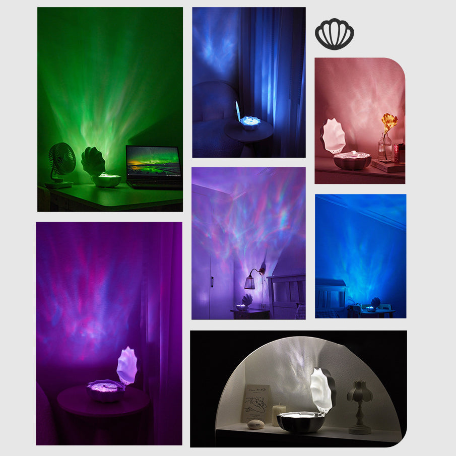 Shell Lamp Bluetooth Turntable with LED Night Light and RGB Color Modes