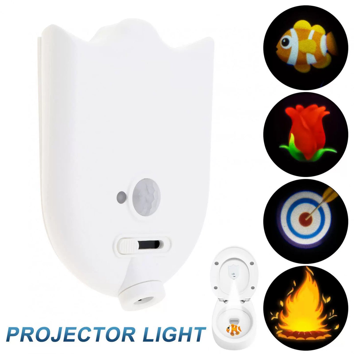 LED Motion Sensor Toilet Night Light with Creative Color Projection