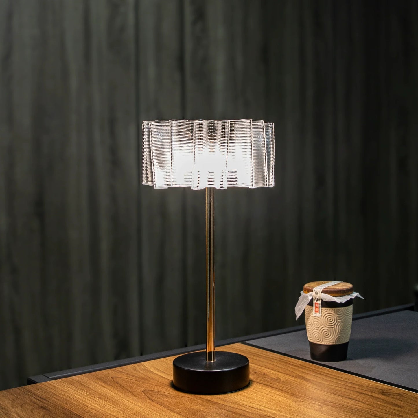 Rechargeable Pleated Aluminum Table Lamp