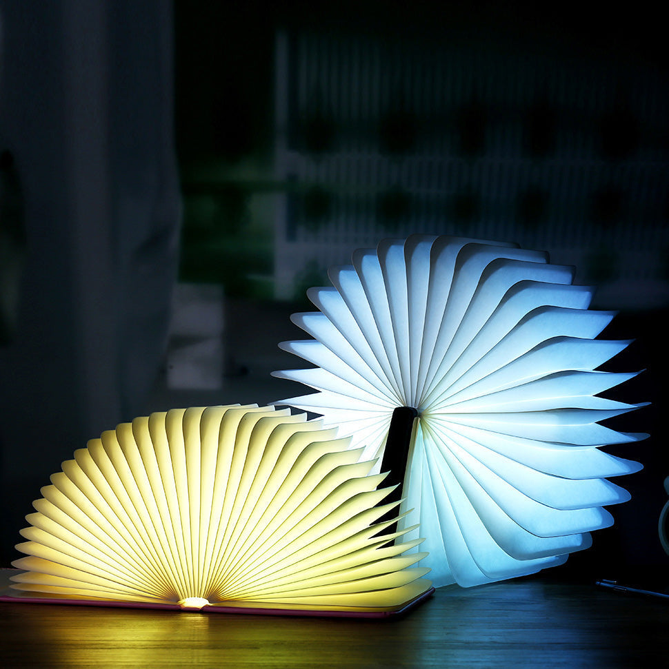 Wooden Book Lamp with USB Rechargeable Light and Color-Changing Options