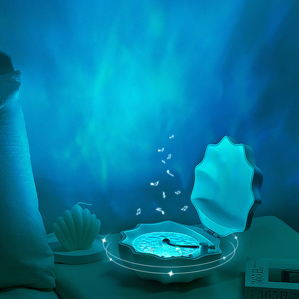Shell Lamp Bluetooth Turntable with LED Night Light and RGB Color Modes