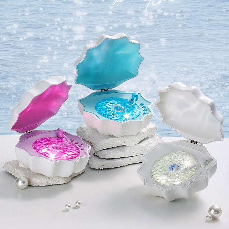 Shell Lamp Bluetooth Turntable with LED Night Light and RGB Color Modes