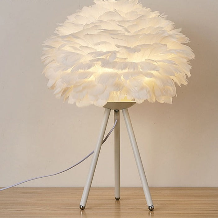 Feather Table Lamp with Gold Accents
