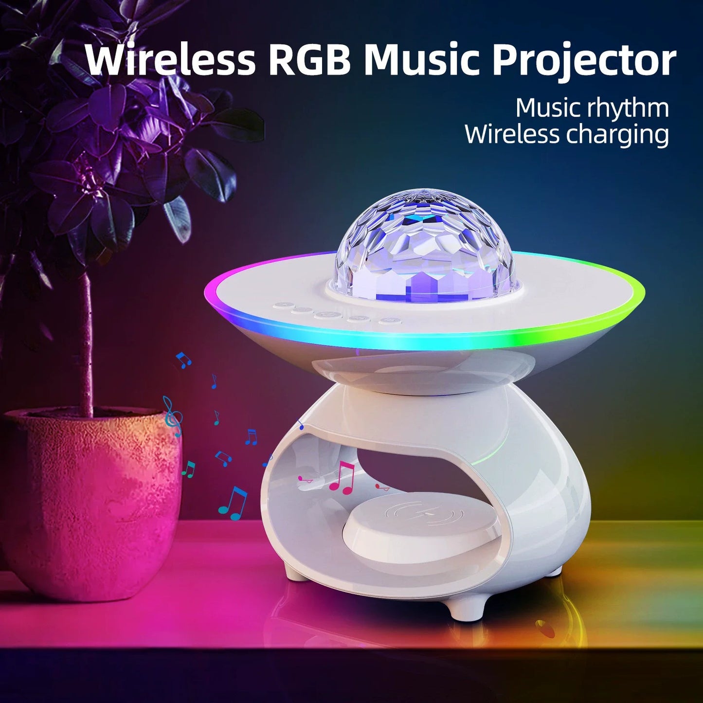 Wireless Charging Projection Lamp Night Light for Bedroom Desk