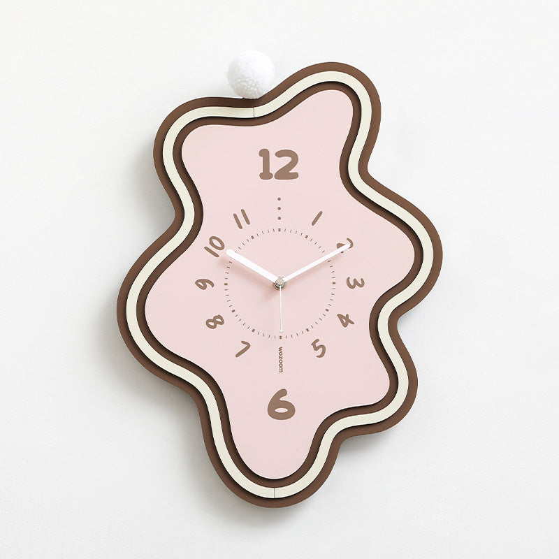 Asymmetrical Silent Wall Clock in Solid Walnut and Eco-Friendly MDF