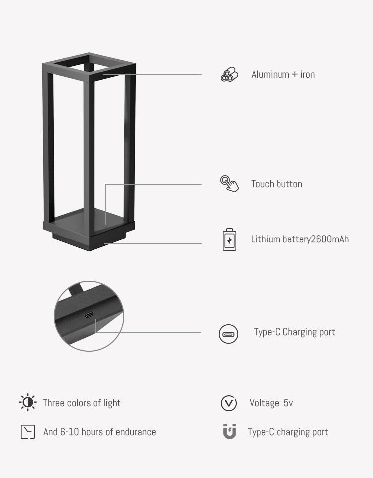 Rechargeable Portable LED Table Lamp with Adjustable Brightness
