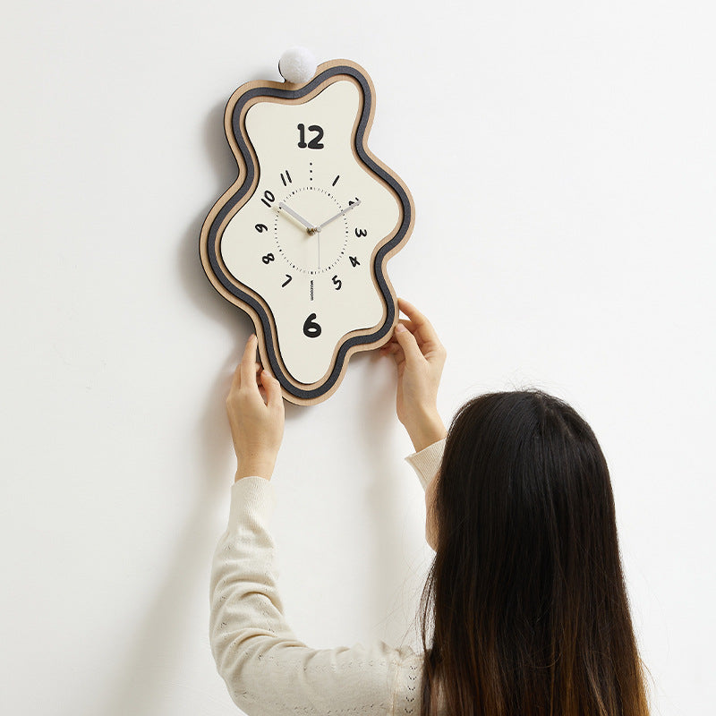 Asymmetrical Silent Wall Clock in Solid Walnut Wood