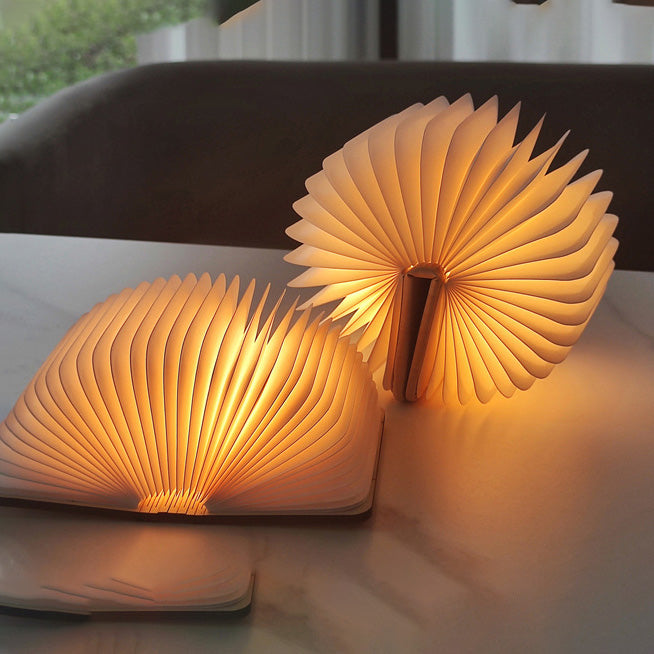 Wooden Book Lamp with USB Rechargeable Light - Rose Black, Maple, Walnut