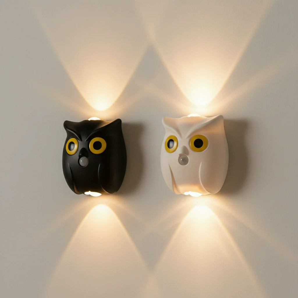 Motion-Sensing Dimmable Owl Wall Lamp with Magnetic Mount