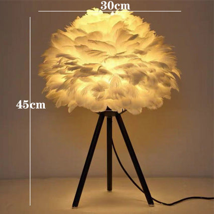 Feather Table Lamp with Gold Accents