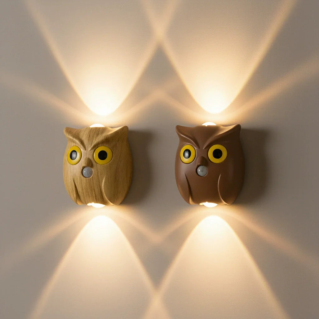 Motion-Sensing Dimmable Owl Wall Lamp with Magnetic Mount
