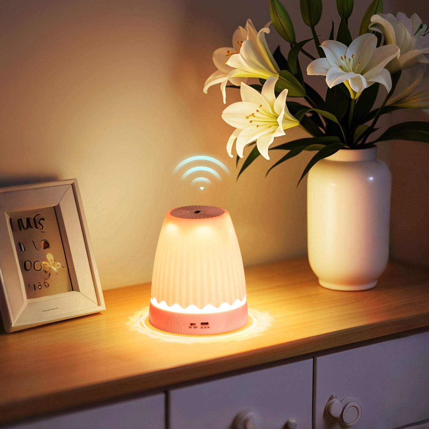 Wireless Charging LED Night Light - Modern Bedside Lamp