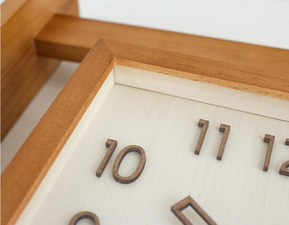 Dual-Sided Wooden Analog Clock for Corner Placement