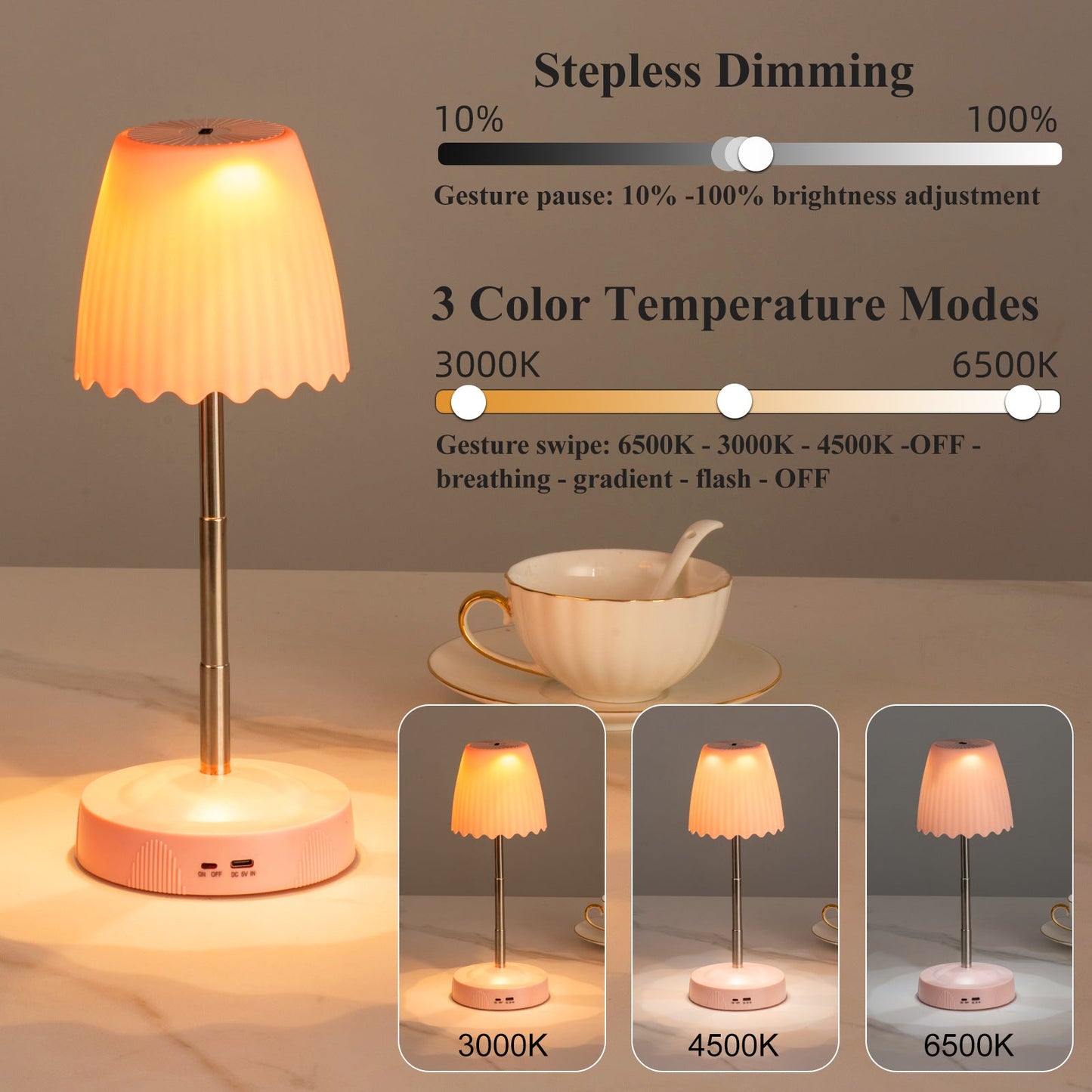 Wireless Charging LED Night Light - Modern Bedside Lamp