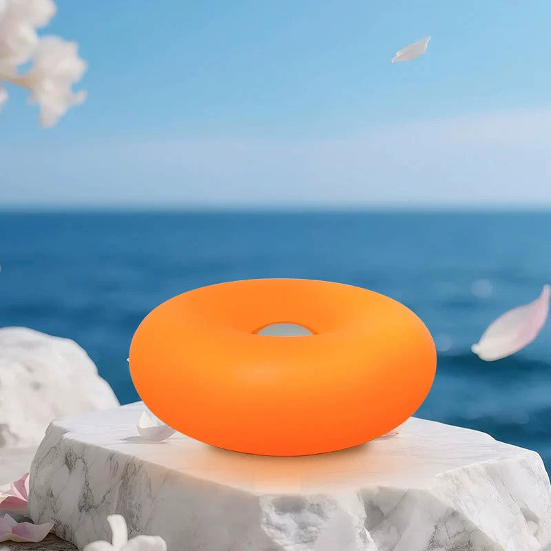 Donut Shape Touch-Control Bedside Lamp in Cream