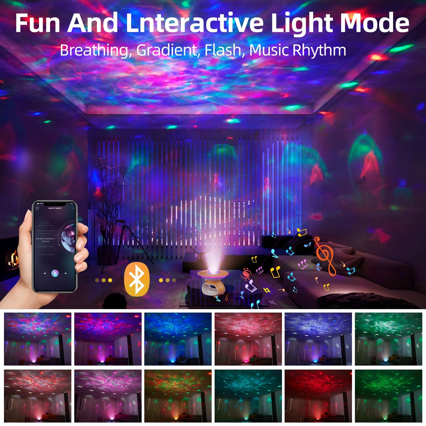 Wireless Charging Projection Lamp Night Light for Bedroom Desk
