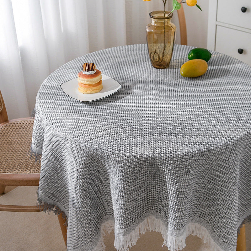 Knitted Lace Tablecloth in Soft Beige, Rectangular and Round Options