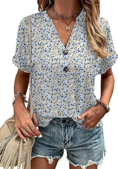 Aeliana - Floral Buttoned Blouse