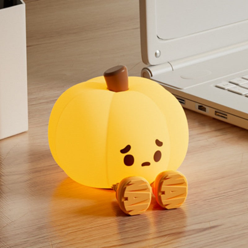 Silicone Pumpkin Tap Light with Adjustable Warm Glow