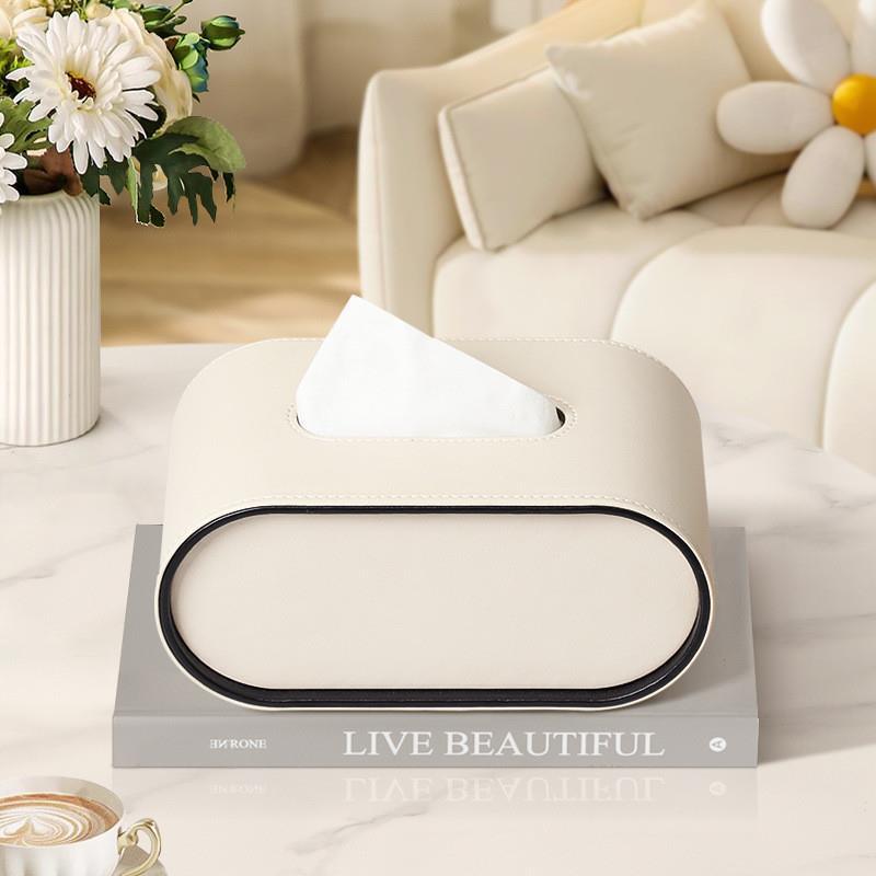Oval Leather Tissue Box - Elegant Design