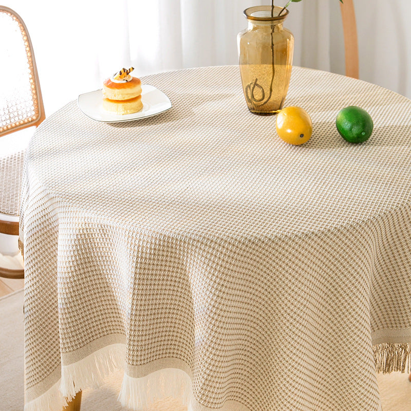 Knitted Lace Tablecloth in Soft Beige, Rectangular and Round Options
