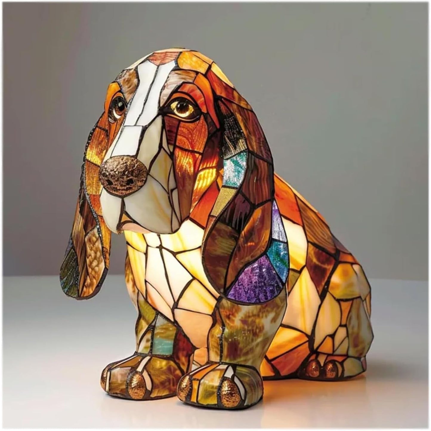 Dog Figurine Table Lamp with Warm Ambient Light