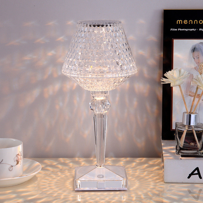 Dimmable Crystal Table Lamp with USB Charging