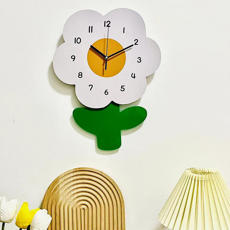 Flower Design Silent Wall Clock 12 Inch Acrylic