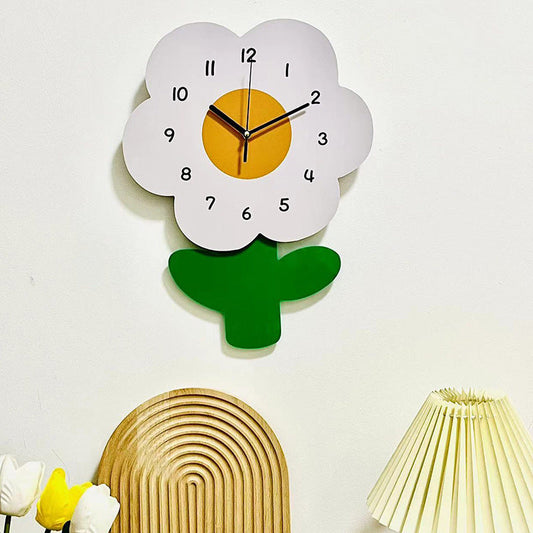 Flower Design Silent Wall Clock 12 Inch Acrylic