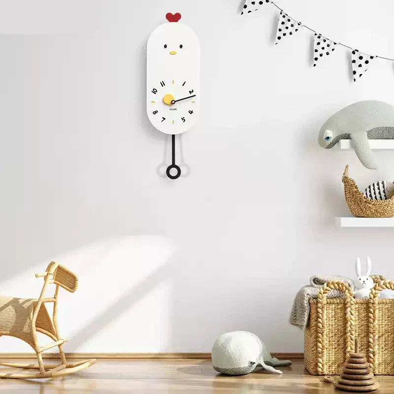 Cute Chicken Wall Clock for Kids' Rooms