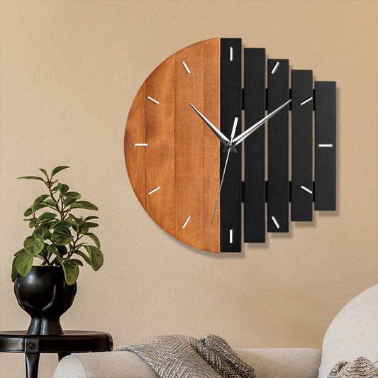 Wooden Analog Silent Wall Clock - Modern Scandinavian Design