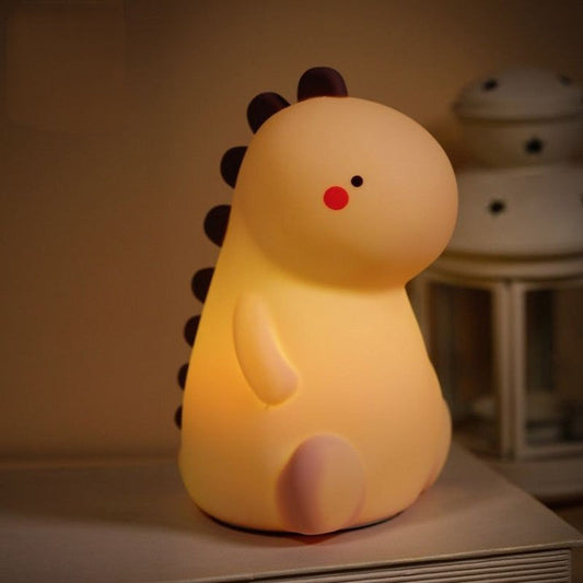 Blushing Dinosaur LED Night Light - Soft Silicone Tap Light for Kids