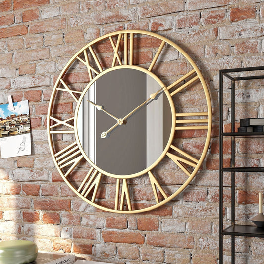 Vintage Metal Wall Clock with Mirror 39cm