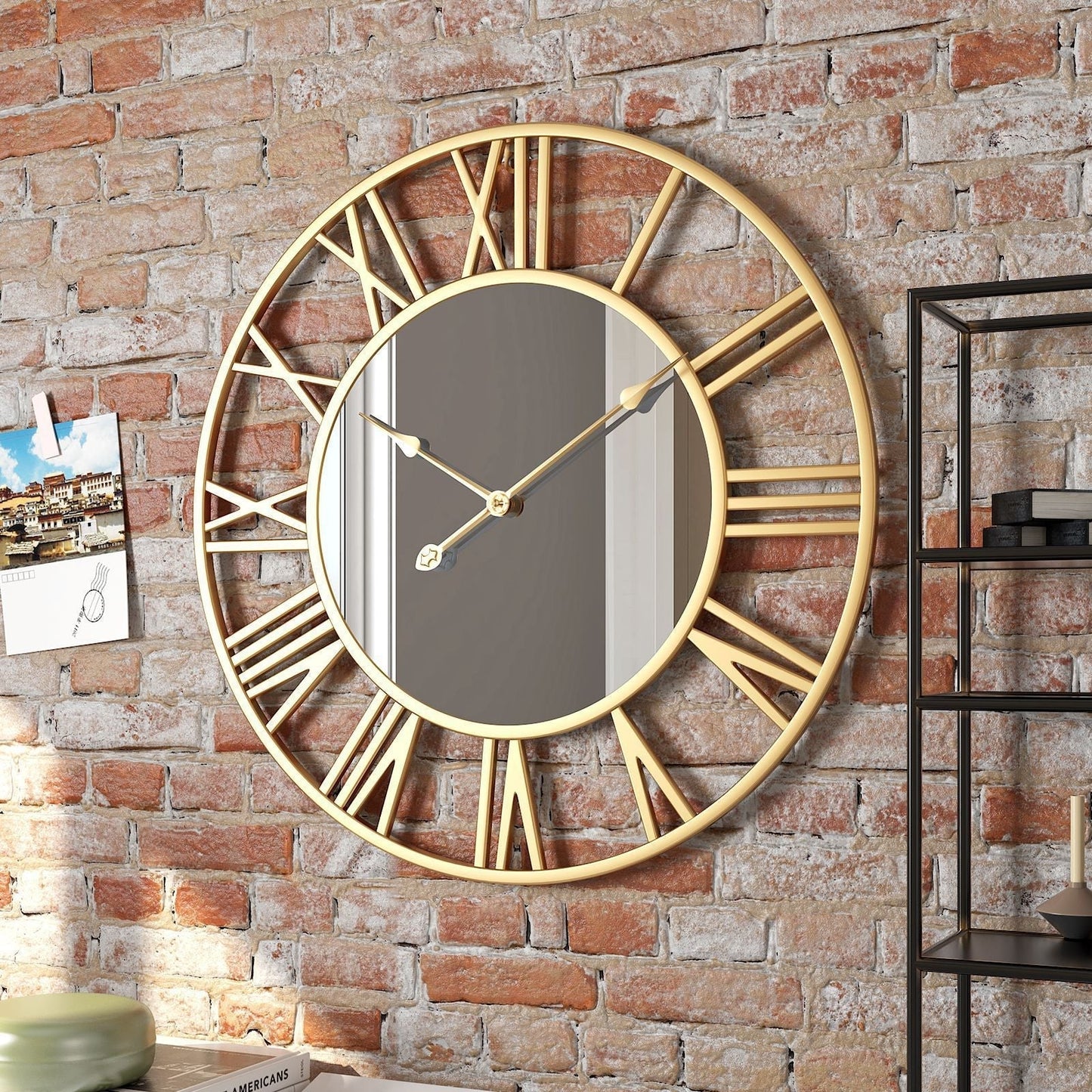 Vintage Metal Wall Clock with Mirror 39cm