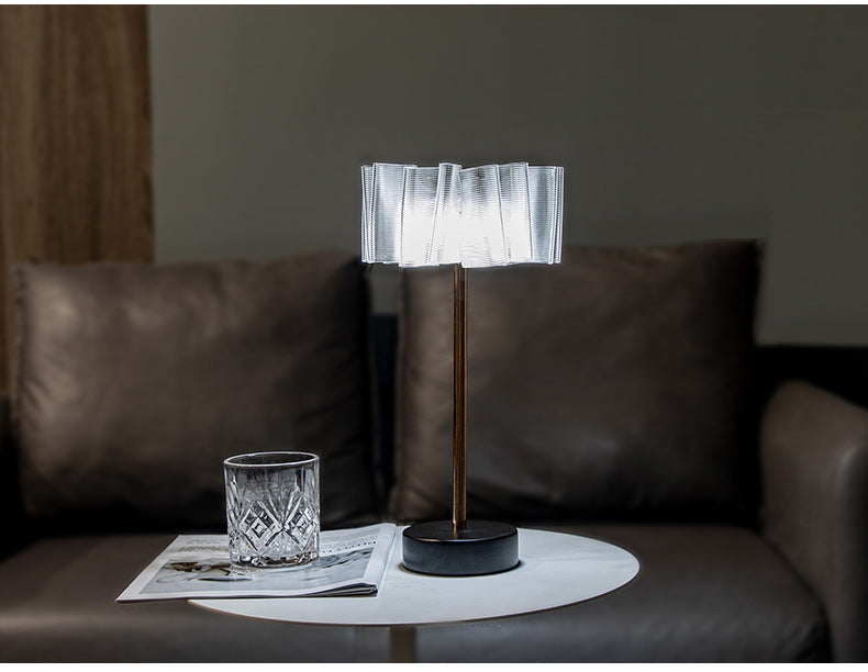 Rechargeable Pleated Aluminum Table Lamp