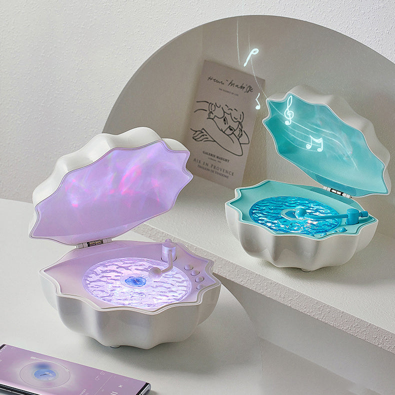 Shell Lamp Bluetooth Turntable with LED Night Light and RGB Color Modes