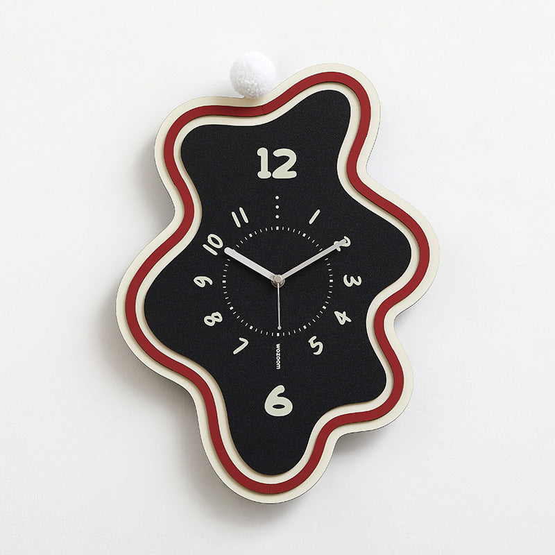 Asymmetrical Silent Wall Clock in Solid Walnut and Eco-Friendly MDF