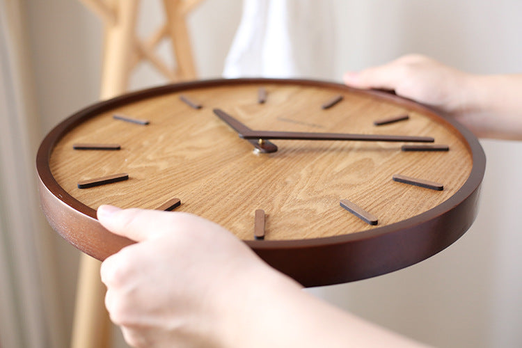 Minimalist Silent Wooden Wall Clock 12 Inch