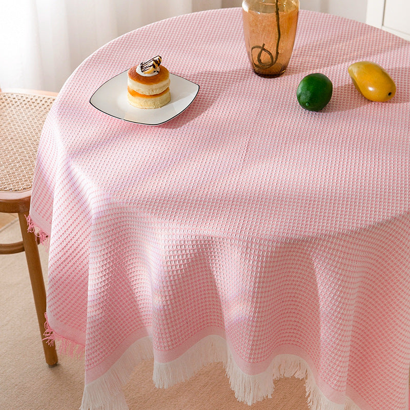 Knitted Lace Tablecloth in Soft Beige, Rectangular and Round Options