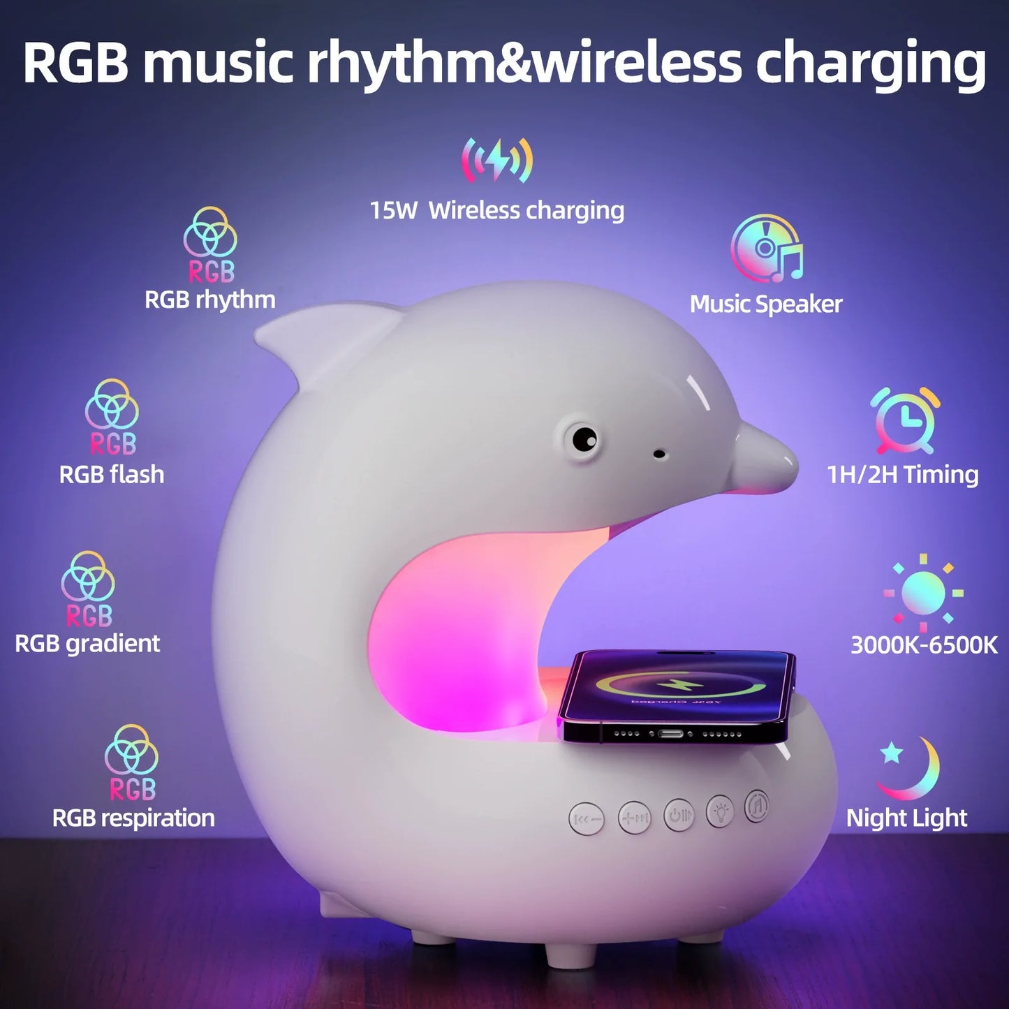 Wireless Charging Night Light with LED Glow
