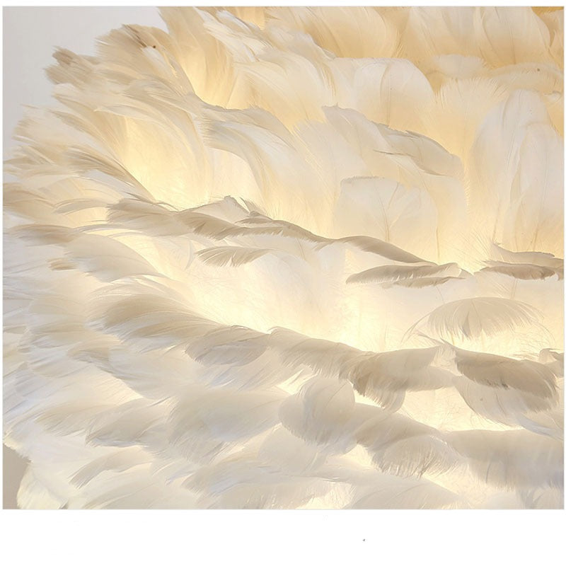 Feather Table Lamp with Gold Accents