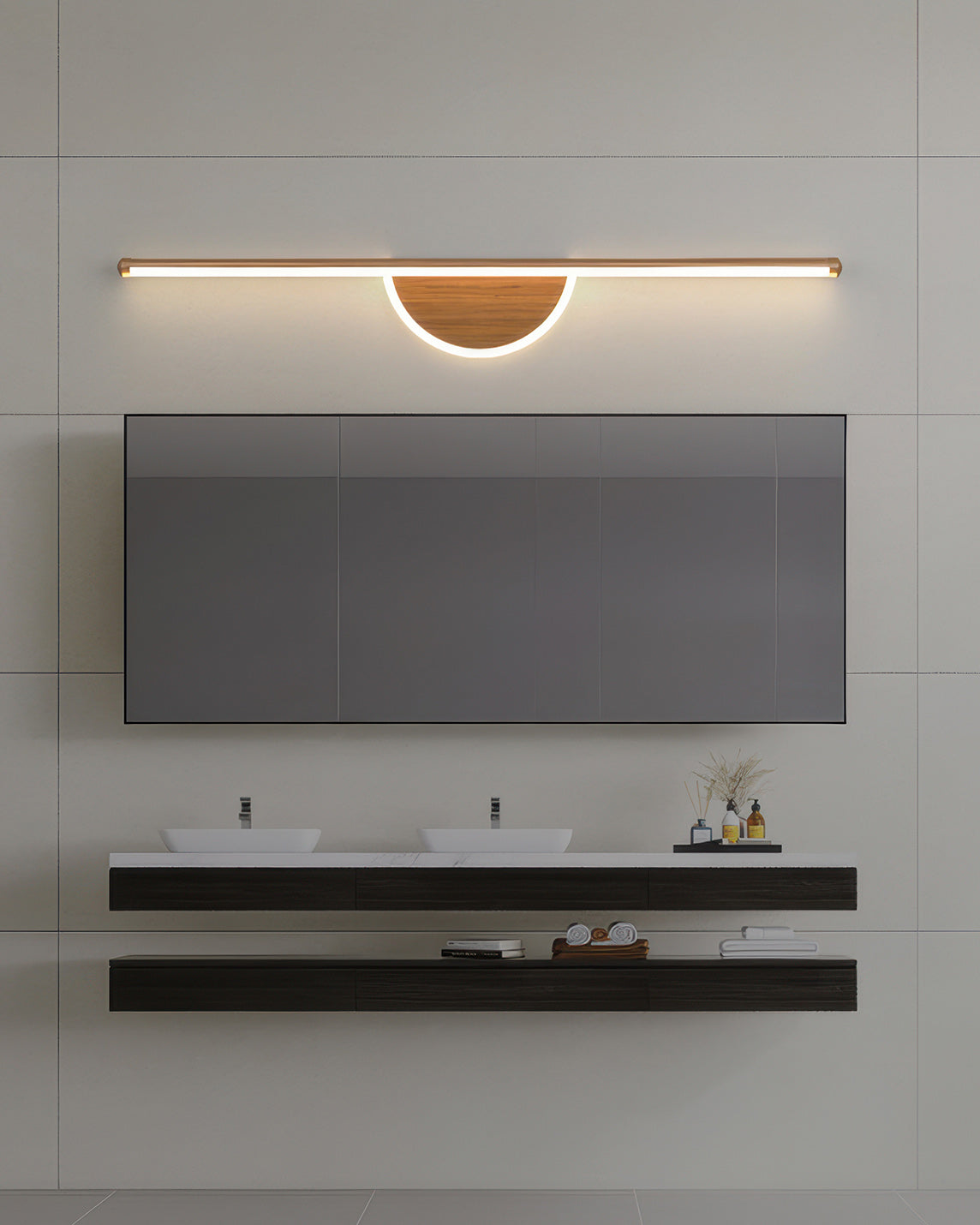 Modern Wooden Arc Wall Lamp with Soft Illumination