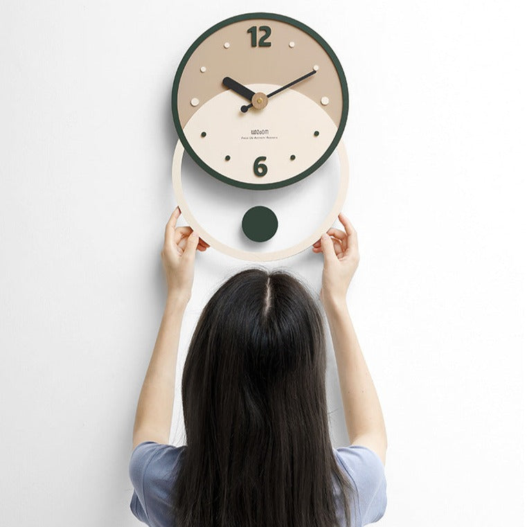 Nordic Minimalist Silent Wall Clock in Walnut and Acrylic
