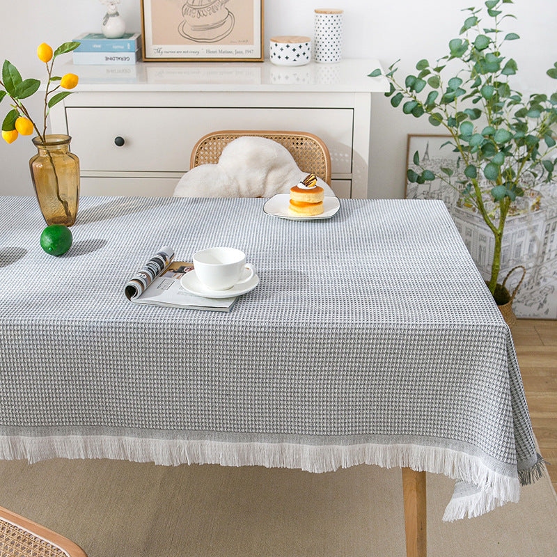 Knitted Lace Tablecloth in Soft Beige, Round and Rectangular Options