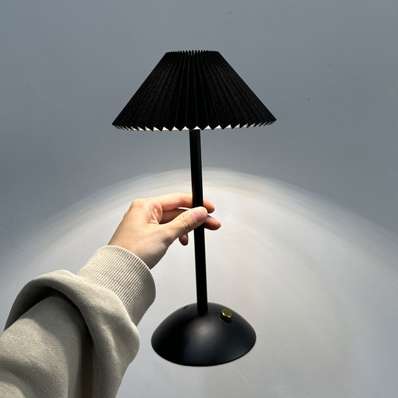 Contemporary Scandinavian Rechargeable LED Table Lamp with Fabric Shade