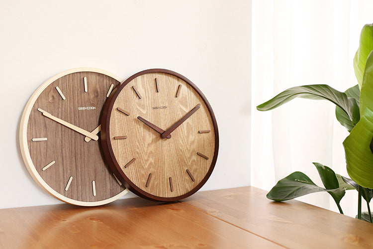Minimalist Silent Wooden Wall Clock 12 Inch