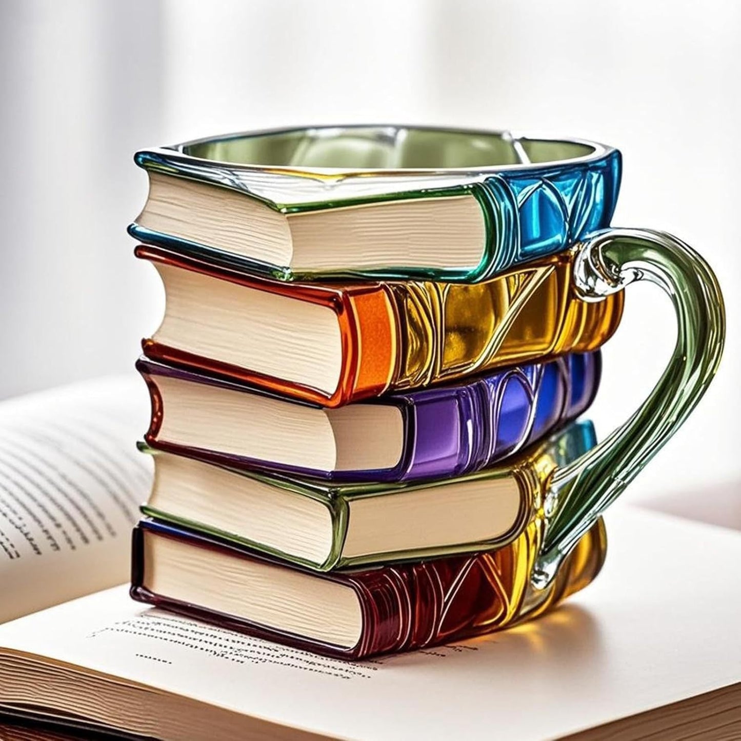 3D Book Spine Glass Coffee Mug Literary Gift