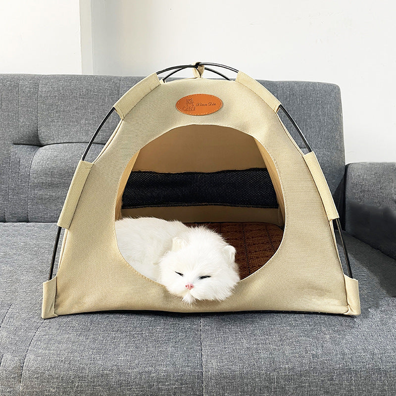 Cooling Cat Tent with Breathable Fabric and Cooling Mat